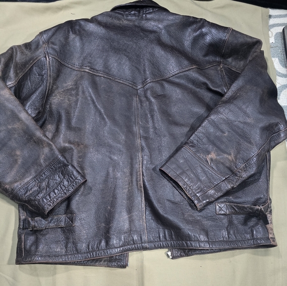 Golden Hawk Men Vintage Leather Jacket - Picture 5 of 10